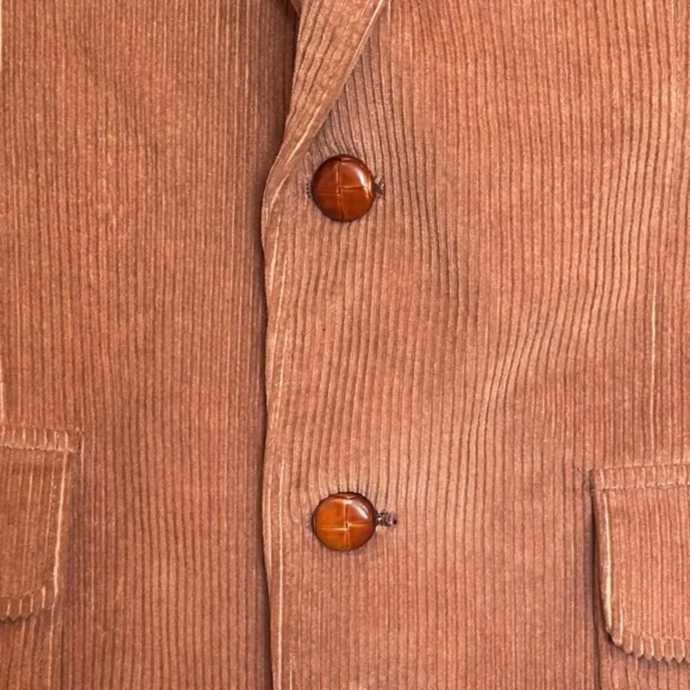 Vintage Corduroy Lapel Blazer Mens 37R Two Buttons Leisure Sport Coat Jacket